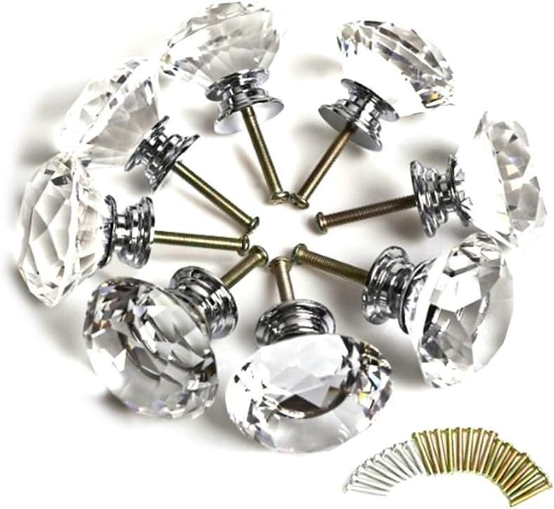 Poignées en verre cristal diamant 40mm pour sublimer votre nid