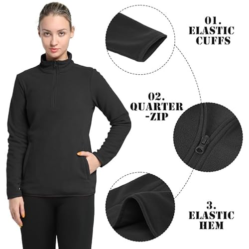 33,000ft Women's Half Zip Fleece Pullover Ladies Warm Fleece Jacket Soft Microfleece Ski Jackets Breathable Outerwear with A Big Pocket for Travelling Running Outdoor Sport - Image 6