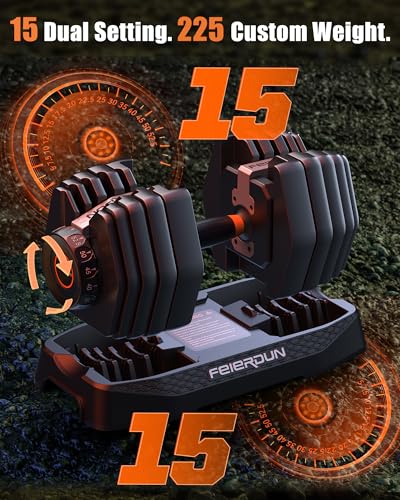 FEIERDUN 15-in-1 Adjustable Dumbbell Set, 105lb/52.5lb Weight Set Dumbbells with Storage Box, Quick Adjust Free Weight with Non-slip Handles Dumbbells for Home Gym Exercise Strength Training - Image 4