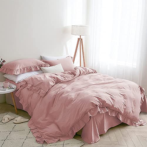 Lanqinglv Rüschen Bettwäsche 220x240 Rosa Mädchen,Oeko-TEX Zertifiziert – Ansicht 2