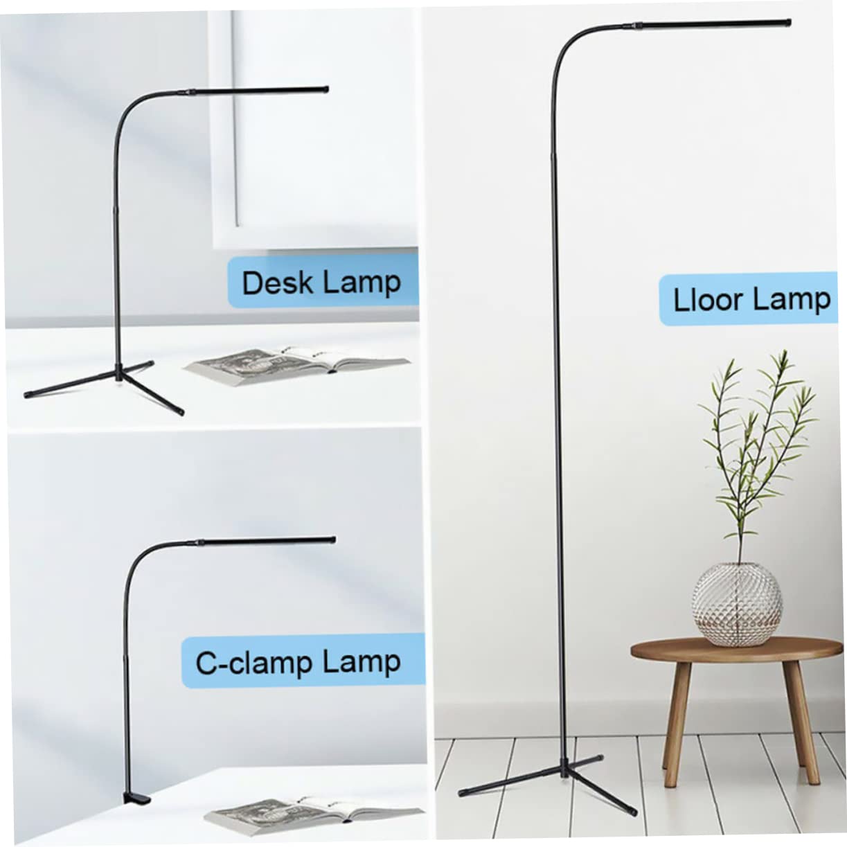 Gadpiparty Lampada da Lettura LED Dimmerabile con Braccio e Clip, Luce Antiabbagliamento, Alimentazione Usb, in Alluminio e Ferro per Scrivania e Comodino