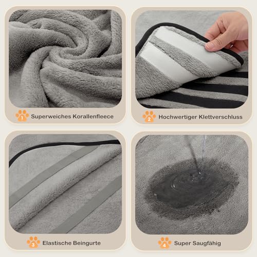 Zorela Hundebademantel, Superweicher Bademantel Hund aus Korallenvlies, Hunde Bademantel Hundehandtuch Extra Saugfähig für nach dem Bad, Strand, Pool