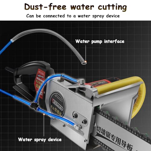 Sierra Eléctrica De Cadena para Hormigón, Máquina De Corte De Pared Portátil para Granito/Hormigón/Mármol, Equipo De Corte Industrial con 2 Cadenas Y 2 Barras Guía.，Profundidad 35 cm