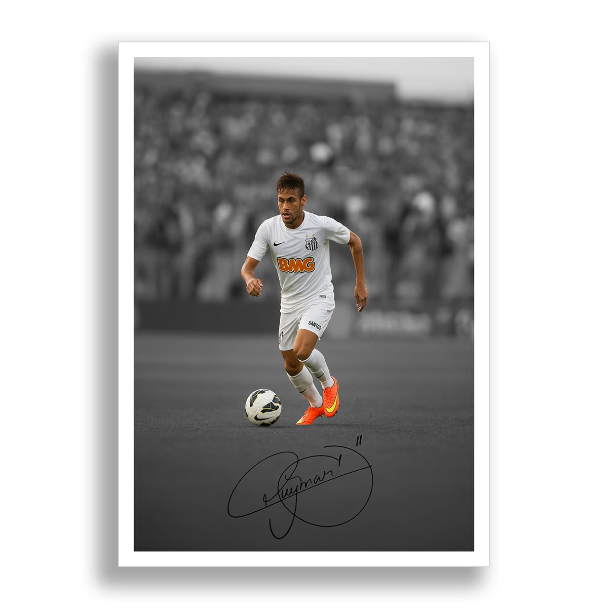 Neymar Junior Jr Signed Photo Poster Print Picture Display Autograph Memorabilia for football fans Gift Paris Saint Germain PSG Barcelona Brazil Santos (Santos A4 poster only)