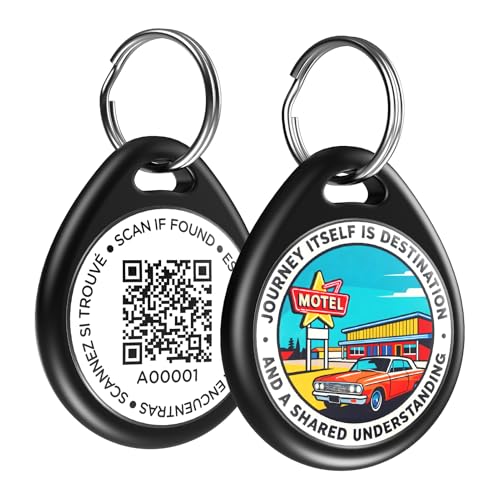 ilFindYou Dog Tags Personalized for Pets, Motels QR Code Dog Name Tags for Pet Collar, Online Profile, Scan Location Alerts, (Black Motels)