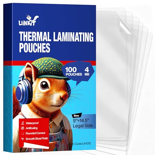 Image of Uinkit 4mil Legal Size Laminating Pouches, 100 Pack 8.5x14 Inches - Premium Heavy Duty Laminating Sheets for Business Documents, Training Manuals, Durable Menus & Office Signage with Thermal Laminator