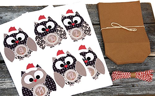 DIY Adventskalender Zum Befüllen – Weihnachtseulen Mit Strickpullover, 24 Tüten | Vorgestanzt, Bastelset Für Kinder & Erwachsene