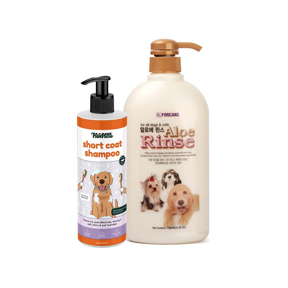 Combo of Forbis Aloe Rinse Conditioner for Dogs Provide Richness and Shiny Coat, 750 ml and Pawpaya Short Coat Dog Shampoo, 250 ml (B0CGR2FNVN) Amazon Price History, Amazon Price Tracker