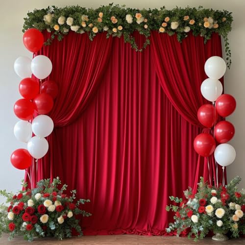 Rideau de fond en soie et polyester rouge pour habiller vos fêtes
