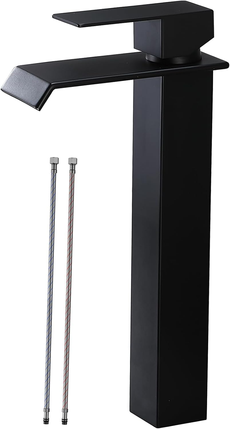 VESLA HOME Matte Black Vessel Sink Faucet,Single Handle Tall Bathroom ...