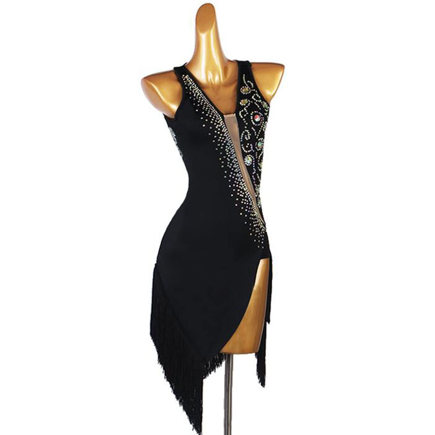 Gonne da Ballo Latino con Nappe Abbigliamento da Ballo da Sala con Spacchi da Donna Gonna da Competizione per Tango Cha Cha Abiti da Salsa Professionali
