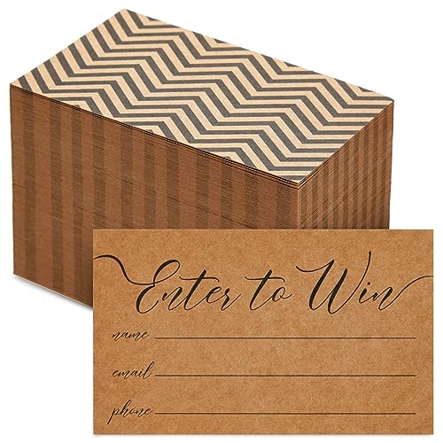 Juvale 200 Pack Enter to Win Cards 3.5x2, Kraft Paper Entry Form Raffle Tickets for Contests, Auctions, Drawings