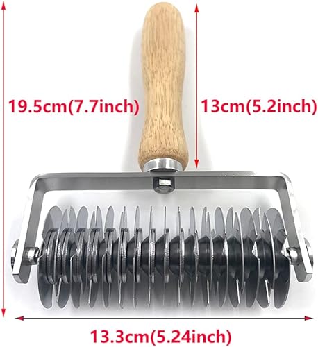 Miniatura 6 de Cortador de rodillo de celosía de acero inoxidable con mango de madera, pastel de galletas, postre, pizza, pan, pastelería, corteza de rodillo,
