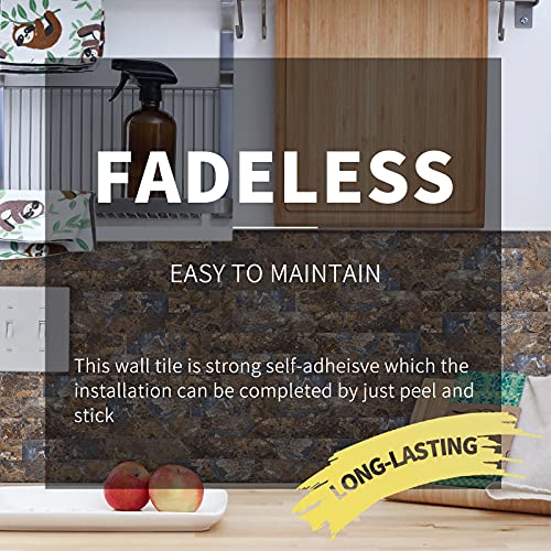 Art3D 10-Sheet Peel And Stick Backsplash Pvc Wall Tile, Stickon Tile For Kitchen Backplash, Bathroom Vanities, Fireplace Decor, Laundry Table, Stair Decals In Rust Slate, Plastic-Sheets #TOP4