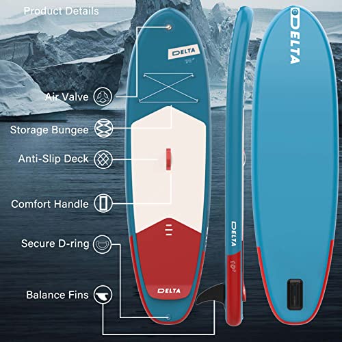 Bifanuo 10'X32''X6'' Inflatable Stand Up Paddle Board With Sup Accessories & Backpack. Non-Slip Deck,Wide Stance,Bottom Fin,Double Action Pump And Repair Kit.youth & Adult Standing Boat(Blue-Red) #TOP3