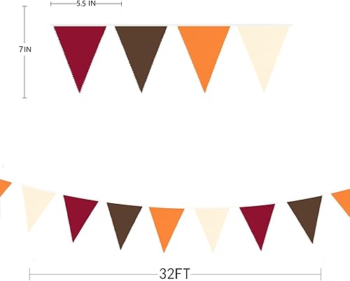Miniatura 50 de Pancarta de otoño de 32 pies, bandera triangular, banderines de tela, banderines para decoración de otoño feliz otoño, día de Acción de Gracias