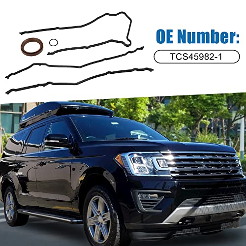 Image of Car Timing Cover Seal Gaskets Set TCS45982-1 for Ford Expedition 1999-2004 Metal Rubber Black
