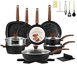 Non Stick Coating for Healthy Cooking- Crafted with PFAS/PTFE/PFOA free natural ceramic coating, our premium non stick ceramic cookware set requires less oil or butter for cooking and protects food from burning with effortlessly release. It’s time to...