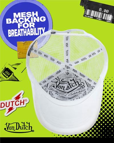 Image of Von Dutch Unisex Trucker Hat - Velvet Curved Bill Mesh Back Retro Classic Adjustable Snapback Baseball Cap for Men and Women