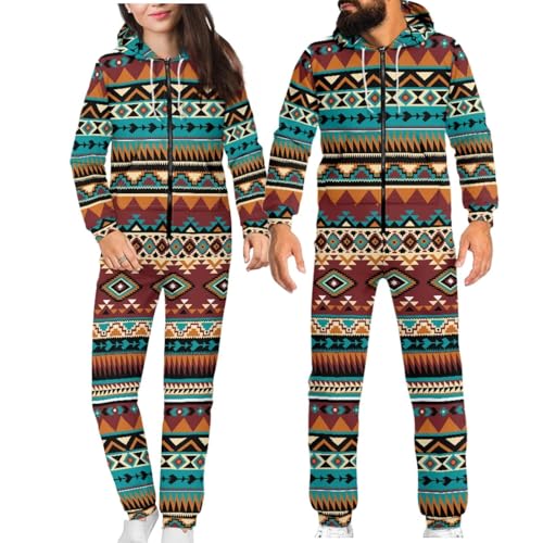 Aztec Onesie,Onesies Adult,Long-Sleeve Pjs,Hooded Jumpsuit,Unisex Onesie,Non-Set s-4xl