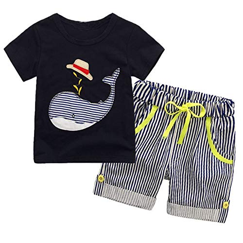 BAOBAOLAI Conjunto de blusa sem manga e short de verão para meninos de 0 a 7 anos, Whale - Navy Blue