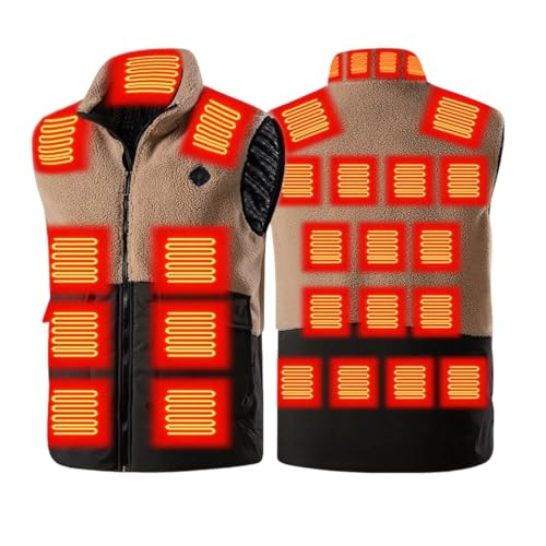 GOSEAGOTOFUN Heated Vest for Men Stand Collar Zip Up Sleeveless Jacket Soft Warm Fleece Vest Lightweight Outdoor Casual Coat Khaki Medium - image 3