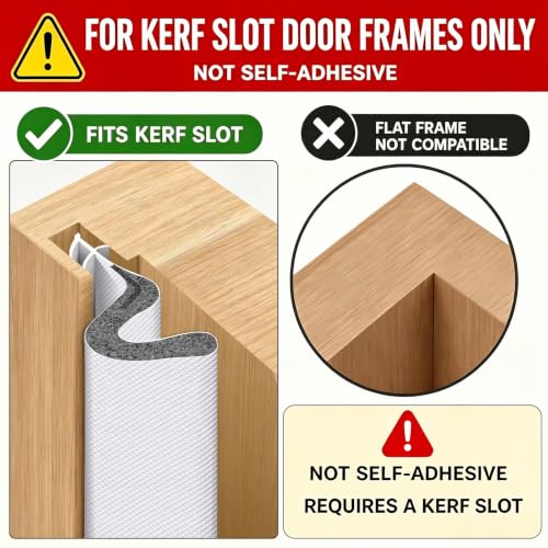 Image of 40FT Kerf V‑Shaped Weather Stripping Door Seal, Press‑in Seal for Pre‑Cut Slot Doors, Not Self‑Adhesive, Soundproof Draft Blocker for Exterior Front Doors, Fits Large Gaps, Easy DIY Install (White)