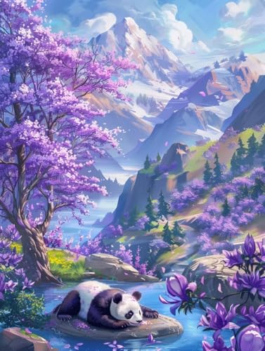 Peinture Diamant Adulte Panda 60x80 cm pour Illuminer Votre Décoration Murale de Salon