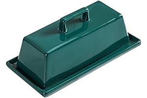 Sizikato 7.5-Inch Green Porcelain Butter Dish with Lid