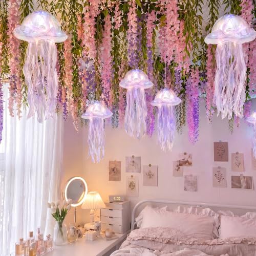 Decoración estética de techo con medusas iluminadas para dormitorios mágicos