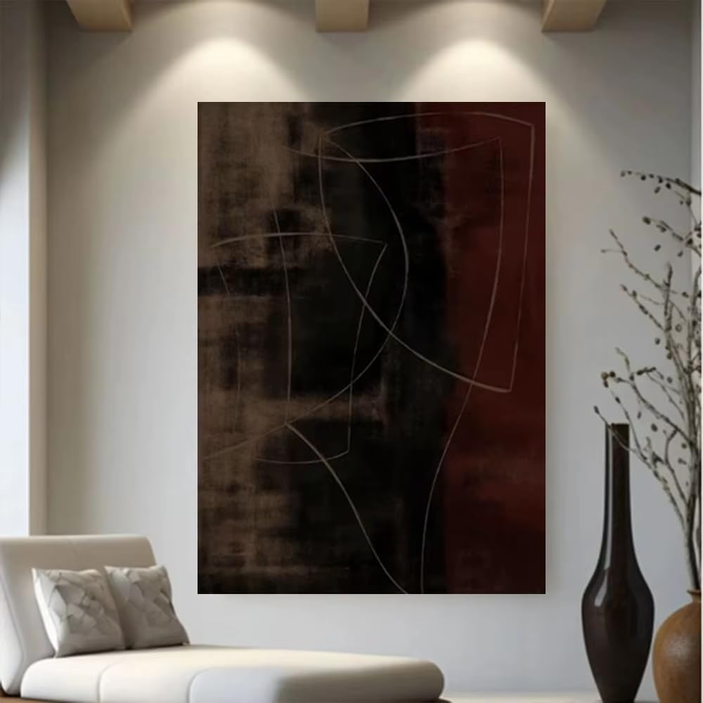 AEFOUU Canvas Wall Art Print Painting Living Room Mural Large Black Red Canvas Painting Abstract Mural Home Decoration Pictures(60x80cm/24x32in/Frameless)