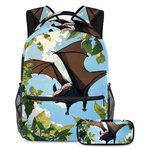 Sac à dos avec trousse chauve-souris pour la rentrée scolaire des ados