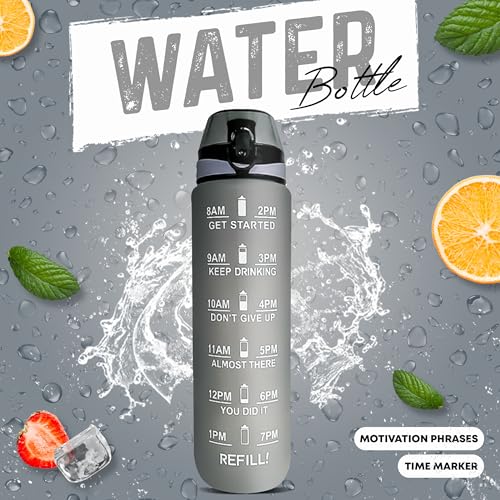 K-MART 1 Litre Water Bottle With Time Markings | BPA Free & Non-Toxic Drinks Bottle | Leakproof Sports Water Bottle 1l For Gym Bottle, Running Bottle, Cycling, School & Office - Image 3