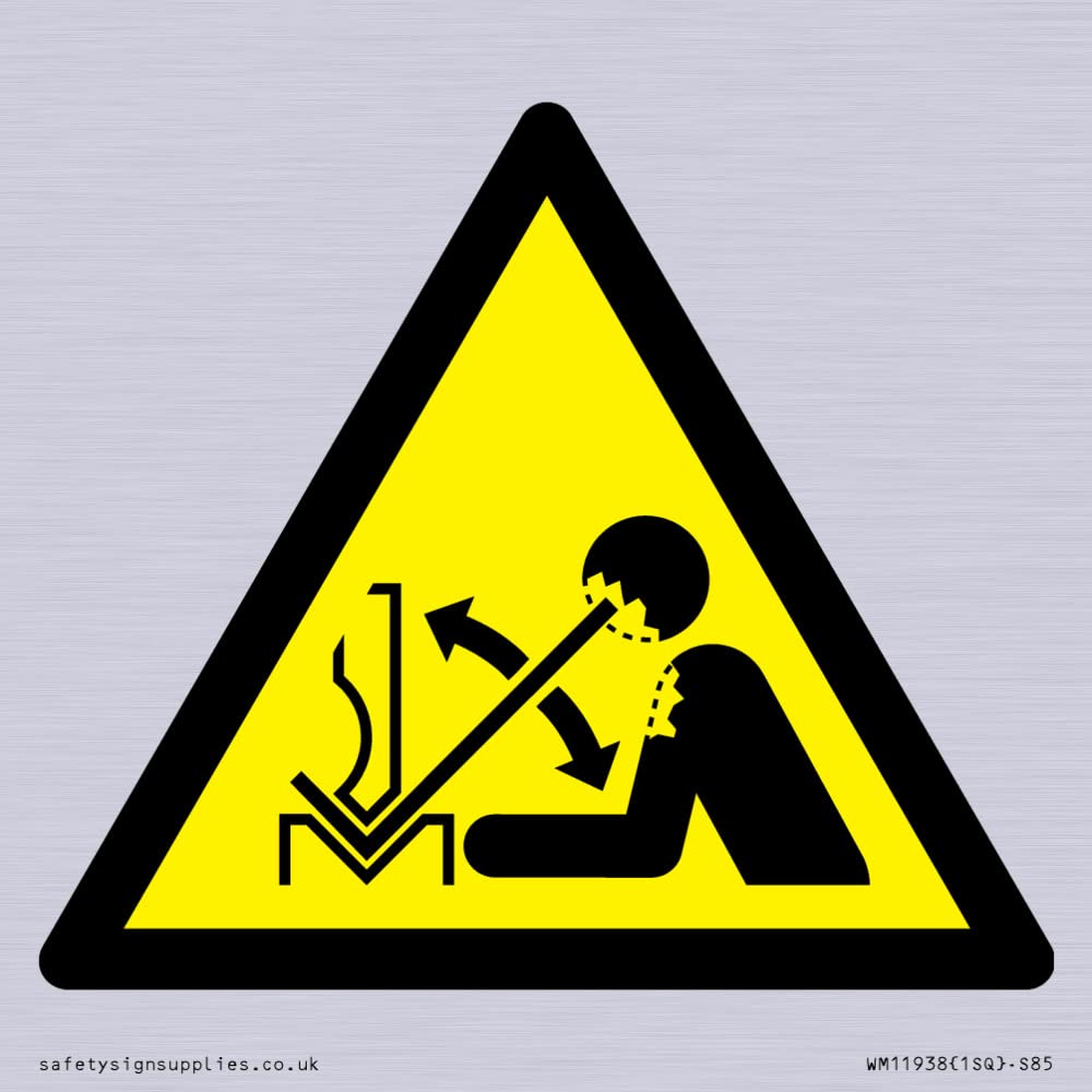 W032 Warning: Rapid movement of workpiece in press brake Sign - 85x85mm - S85