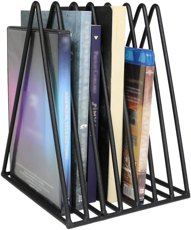 OGFC 567853 Table Top Metal Triangle Magazine Holder, Vinyl Holder, 7' Grid Shelf - Black-image-31