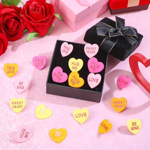 Image of Giegxin 40 Pcs Valentine's Day Conversation Heart Pins for Women Love Candy Pins Romantic Words Lapel Brooch Backpacks for Jackets Bags Hats Valentines Day Accessories Gifts