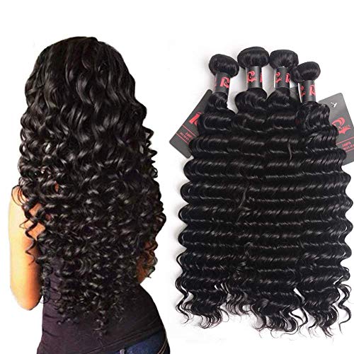 10A Brazilian Human Hair Deep Wave 4 Bundles 20 22 24 26inch Unprocessed Virgin Brazilian Deep Curly Hair Weave Human Bundles RESACA Brazilian Deep Wave Bundles