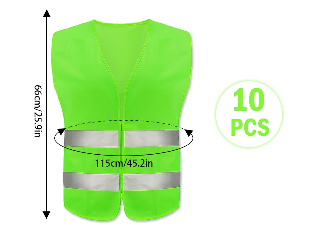Gilet de Sécurité, 10PCS Gilet de Sécurité Réfléchissant, Gilet Réfléchissant,Gilet De Sécurité Haute Visibilité, Gilet Réfléchissant de Voiture,pour Conducteurs Travailleurs Unisexe