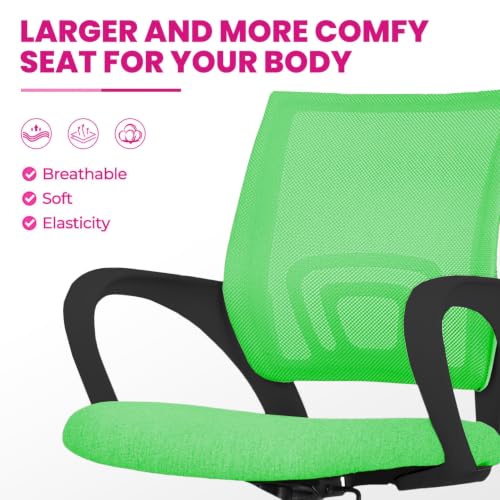 Image of Casa Copenhagen Mesh Mid Back Office /Study /Computer /Revolving /Desk Chair for Work from Home -Metal Base, Height Adjustable Seat - Green & Black Handle