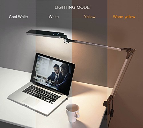 Metall LED Schreibtischlampe mit Klemmfuß, Phive Schwenkarm Arbeitsleuchte/Büro (Augenschonende LED, 6 Helligkeitsstufen… – Bild 6