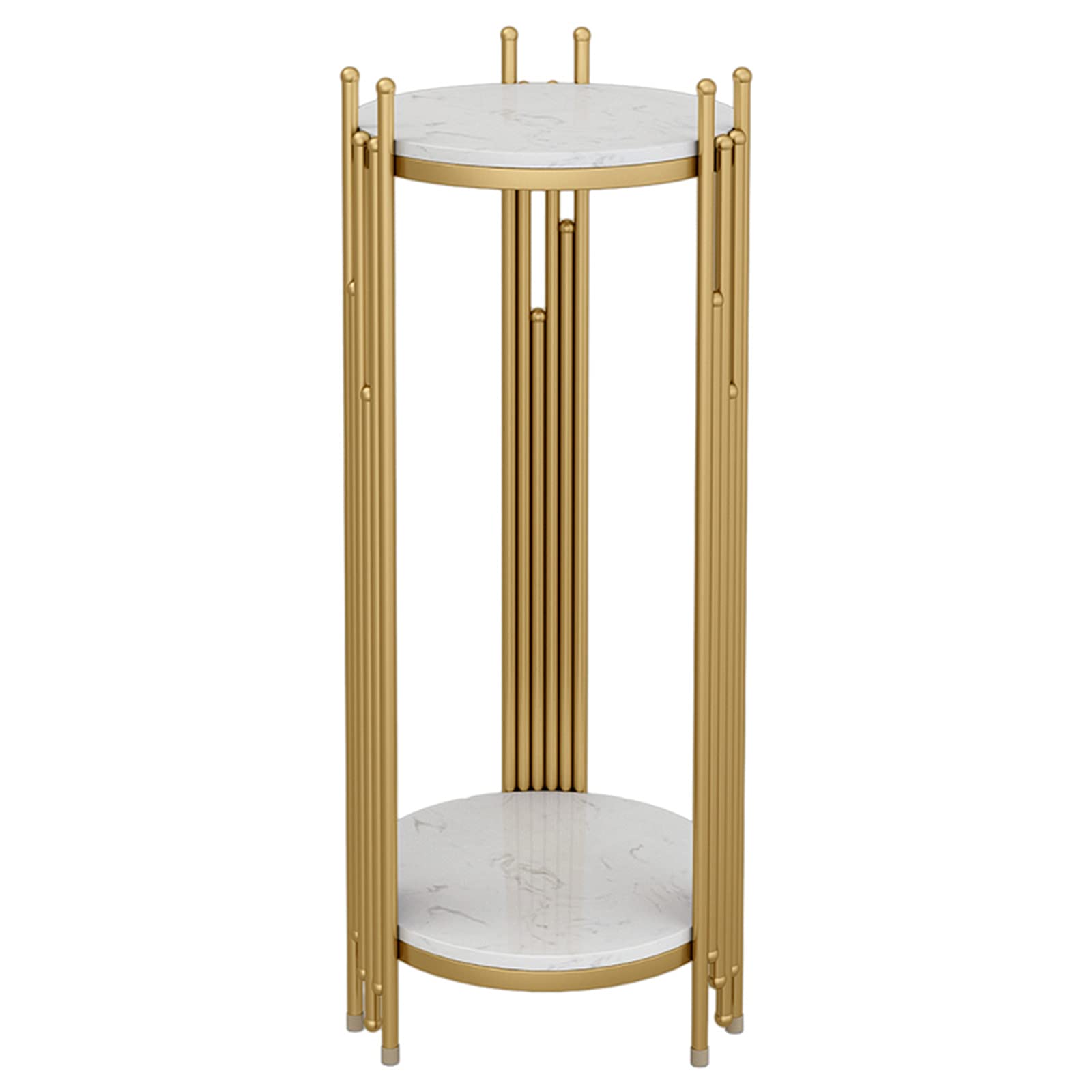 Table de Rangement pour téléphone, Aspect marbre élégant, Support pour Plantes Haut et Fin, Table d'appoint Ronde pour Salon, décoration de terrasse et Table de Chevet d'angle