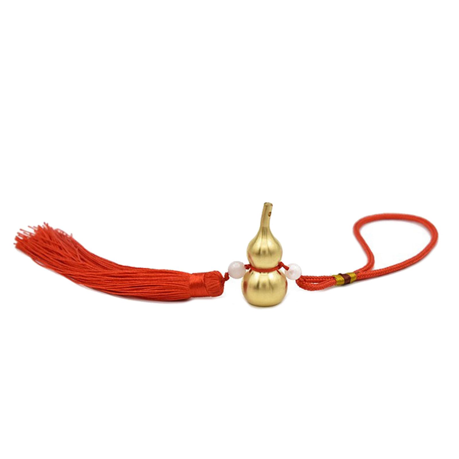 Lucky Hollowed Copper Gourd Fengshuis Ornament Decorative Hanging Pendant Charm with Tassels for Wealth and Happiness Antique Gourd Pendant