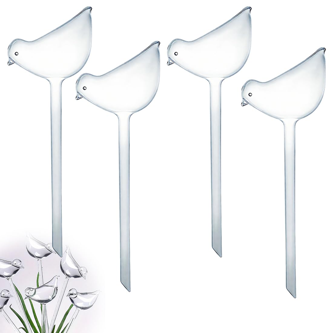 4 Pièces Boules D'Irrigation Automatique pour Plantes, Arrosage Automatique, Système d'Arrosage Goutte à Goutte Transparent pour Plantes D'Intérieur et D'Extérieur, Forme d’oiseau