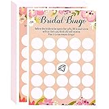 Floral Bridal Shower Games - Bingo, 50 Sheet Rustic Wedding Game Cards, Party Supplies for Bachelorette Party and Wedding, 50 Vintage Cards Included, 5 x 7 Inches, Beige