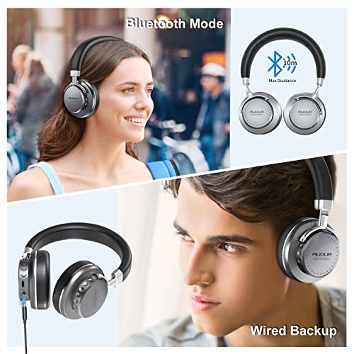 Auoua Life On Music Wireless Bluetooth Headphones With Mic, Over Ear Headset With Environmental Noise Cancelling, Lightweight Wired Headphone With Soft Memory Foam Earpads For Ipad Pc Laptop #TOP3