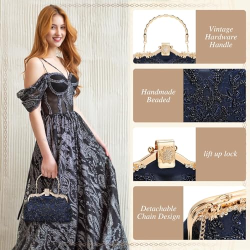 Image of UBORSE 1920s Vintage Clutch Purse Beaded Evening Bag for Women Formal Bridal Sequin Handbag Clutch for Wedding /Prom /Cocktail | 1920s