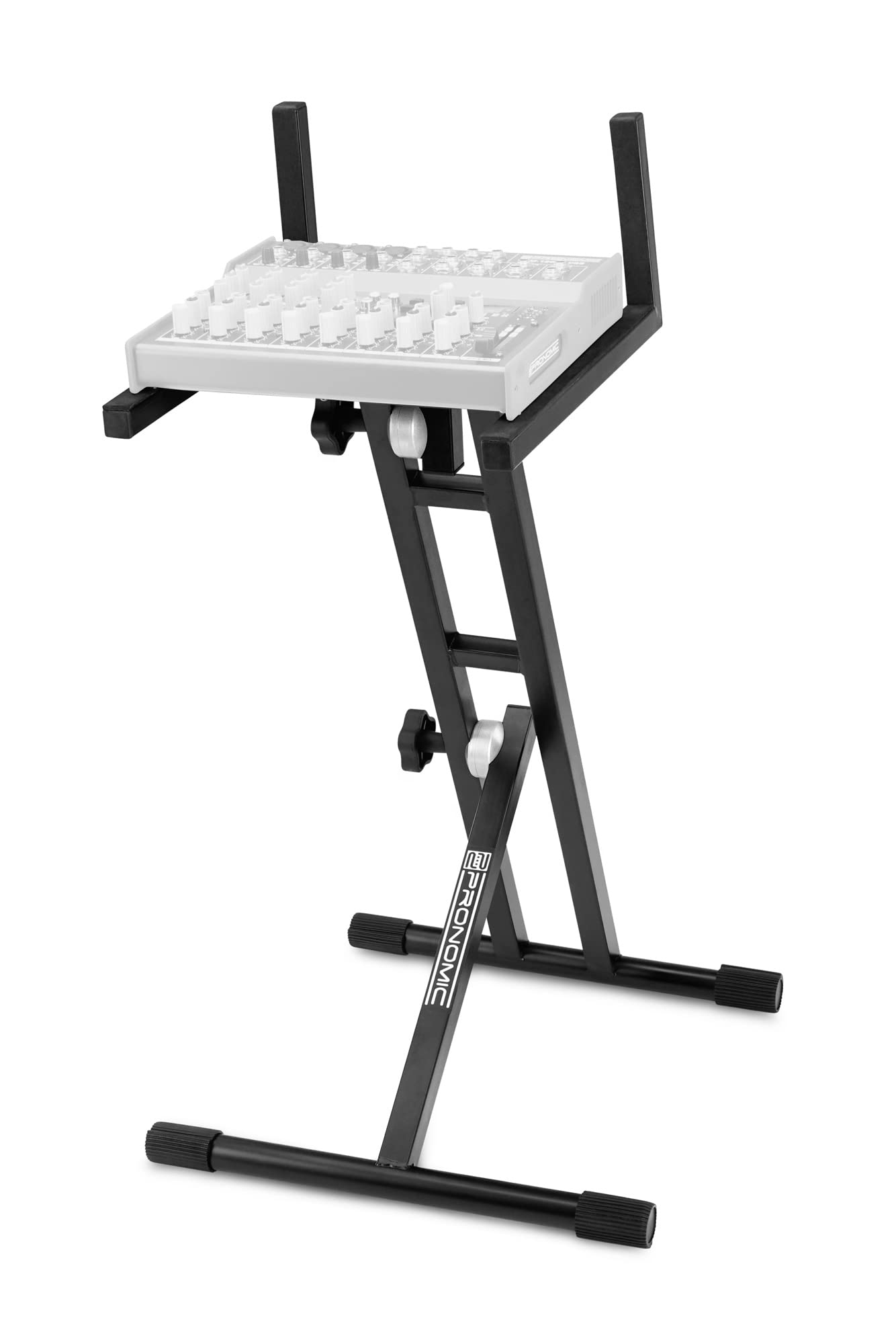 Pronomic Supporto MXS-100 per mixer, amplificatori chitarra, combo amp, laptop, casse, rack. Altezza totale 47-82 cm, altezza appoggio da terra 35-68,5 cm.