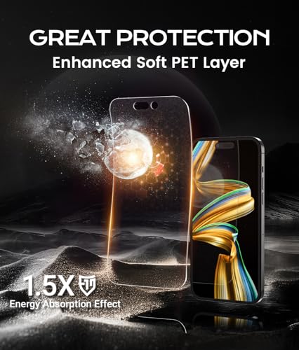 Image of EZ-GLAZ-2 Pack Matte Screen Protectors for iPhone 13 /13pro /14 - Easy Installation Box, ENGY-Absorbing, Anti-Glare, Matte Finish, Smooth Touch, Enhanced Sunlight Readability