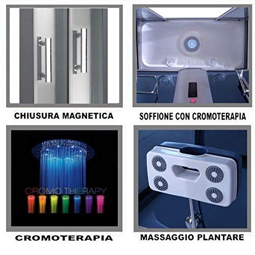 Bagno Italia Box idromassaggio cabina doccia e vasca 6 getti cm 150x85 cromoterapia ozonoterapia bluetooth