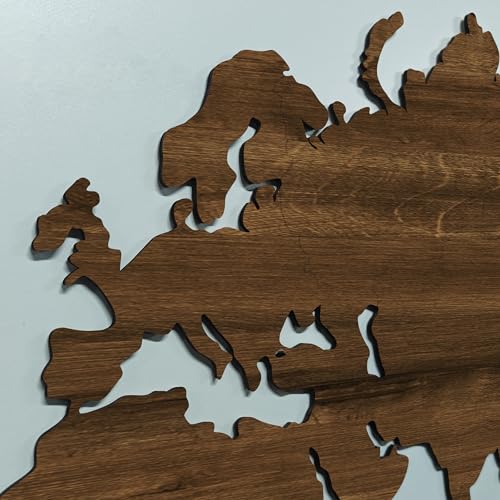 Image of rawpockets - 3D Wooden World Map With Clock Wall Decor| Wall Art, Wall Hangings & Gift | Travel Map | Living Room & Bedroom Wall | Working Space - Teak Brown Color - Large Size (180 X 105 CM)
